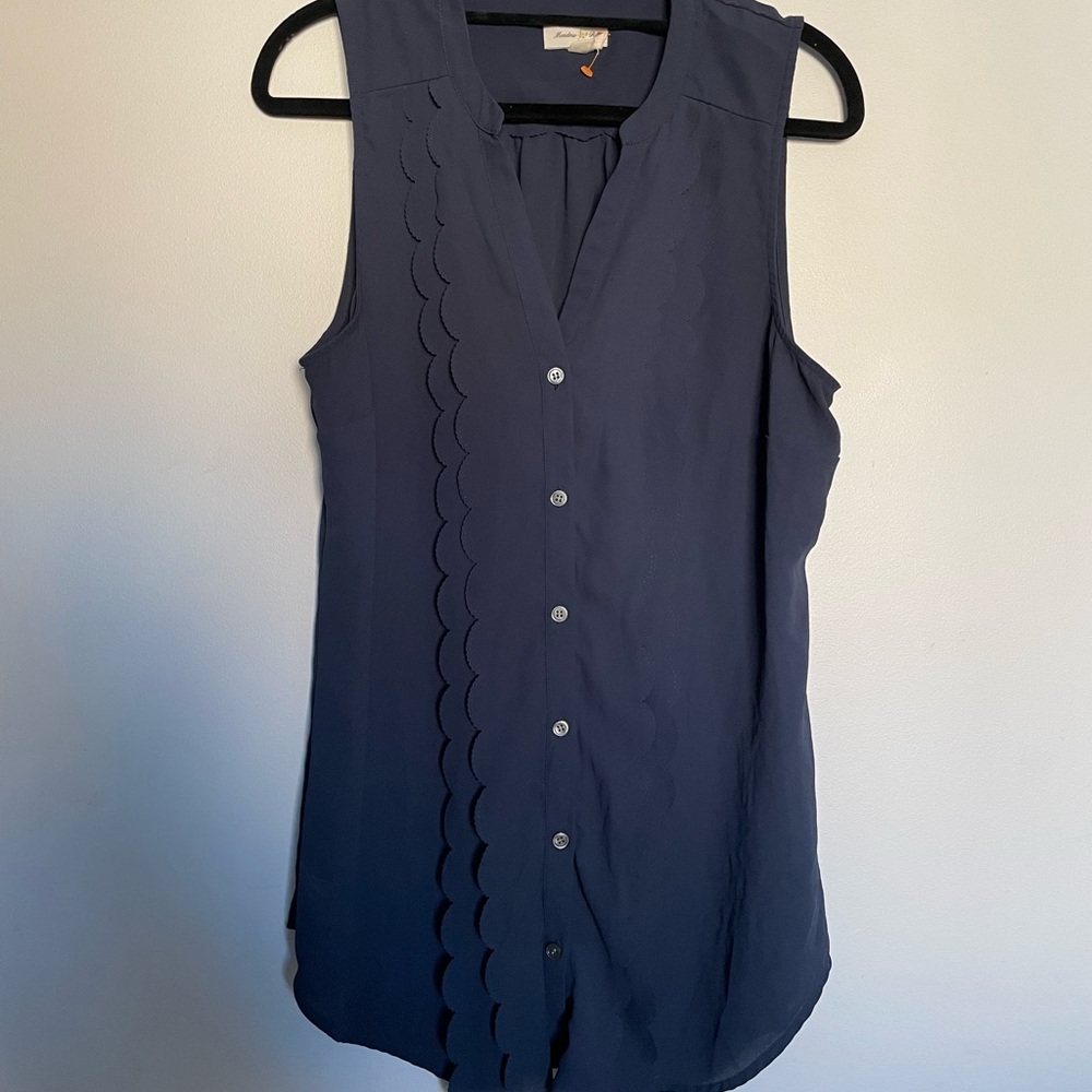 COPY - Anthro/Meadow Rue Blue Scallop Blouse